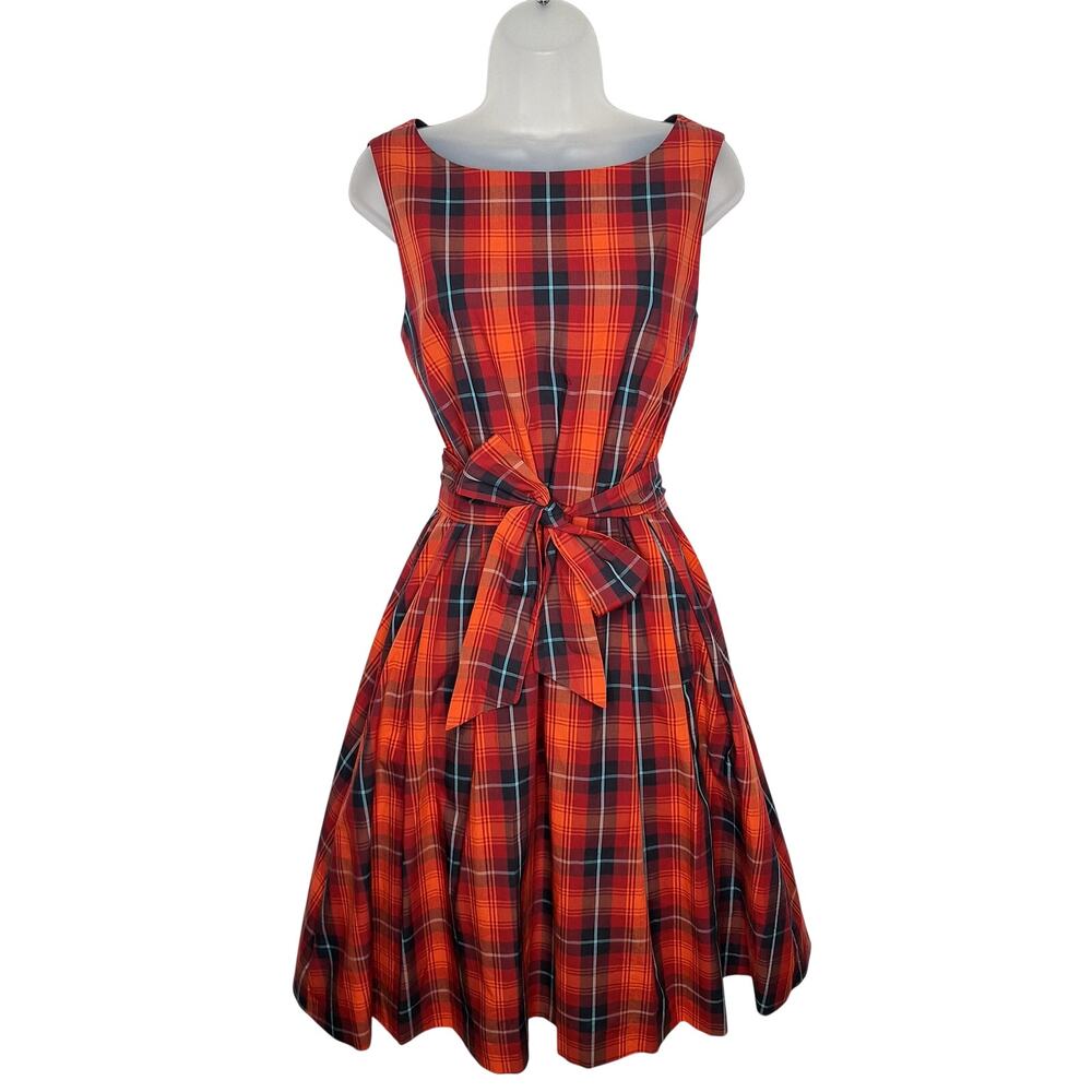 L.L. Bean Women's Signature Poplin Dress Plaid Tartan 12 Cotton Halloween Fall